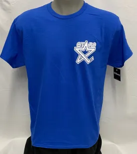 Blue Left Chest Logo, Lincoln Stars Vertical Back T-shirt